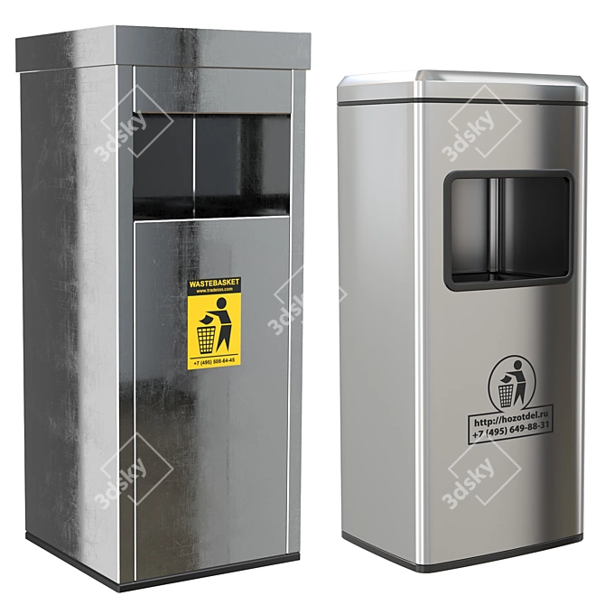 Modern Outdoor Trash Bins Set 3D model image 1