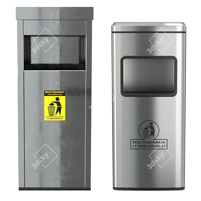 Modern Outdoor Trash Bins Set 3D model image 2