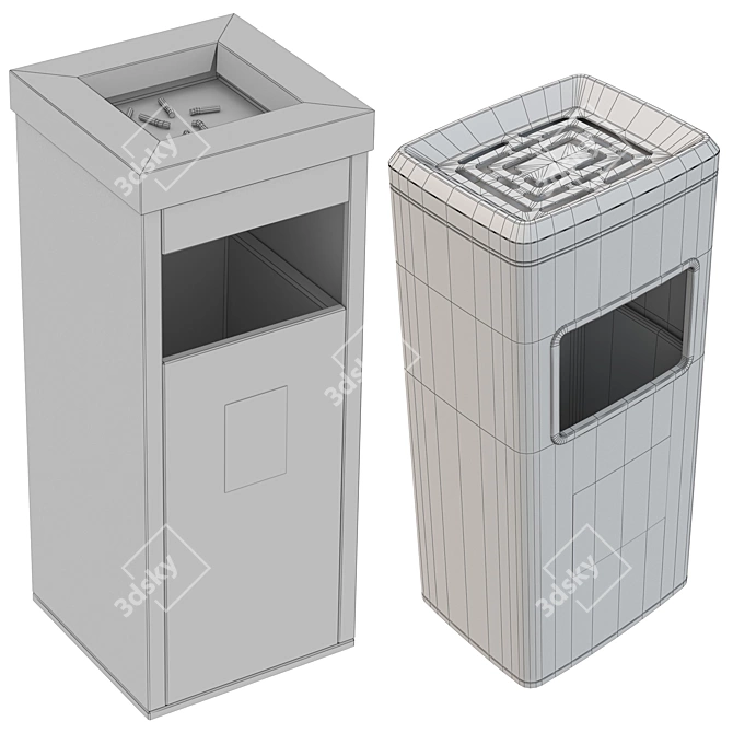 Modern Outdoor Trash Bins Set 3D model image 7