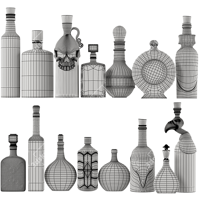 Fantasy Bottles Collection: Textured Ornaments 3D model image 5