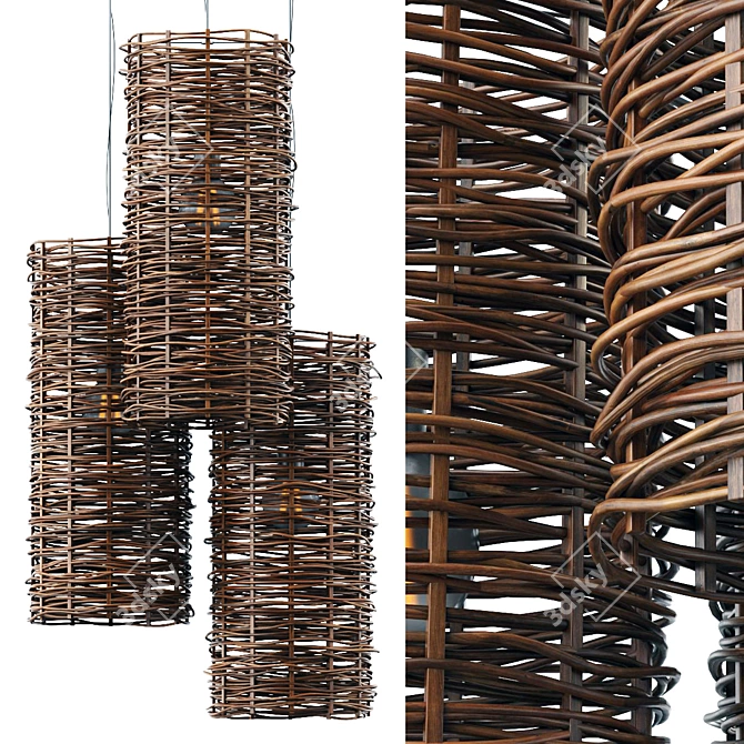 Wicker Lamp with UVW Mapping 3D model image 1