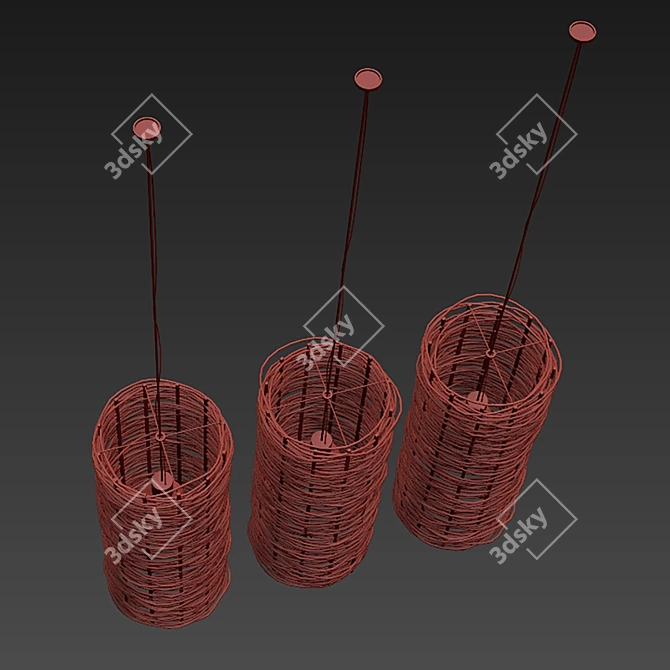 Wicker Lamp with UVW Mapping 3D model image 5