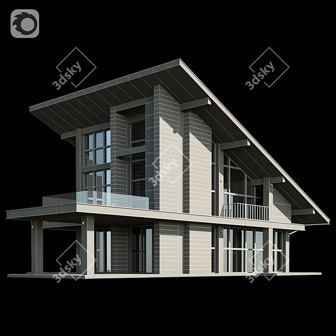 Modern Villa Model with Materials 3D model image 2