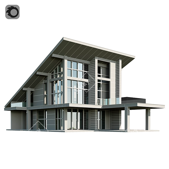 Modern Villa Model with Materials 3D model image 11