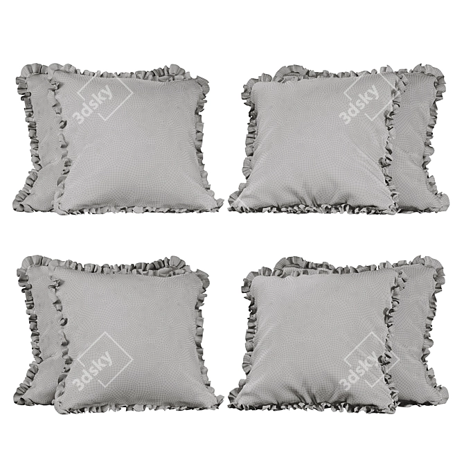 Ruffle Accent Throw Pillows 3D model image 2