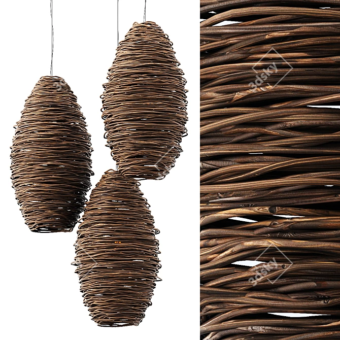 Modern Wicker Lamp with UVW Unwrap 3D model image 1