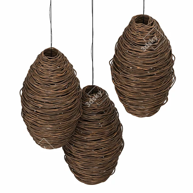 Modern Wicker Lamp with UVW Unwrap 3D model image 3