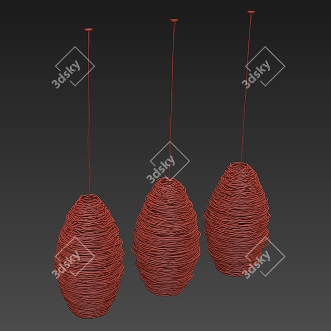 Modern Wicker Lamp with UVW Unwrap 3D model image 4