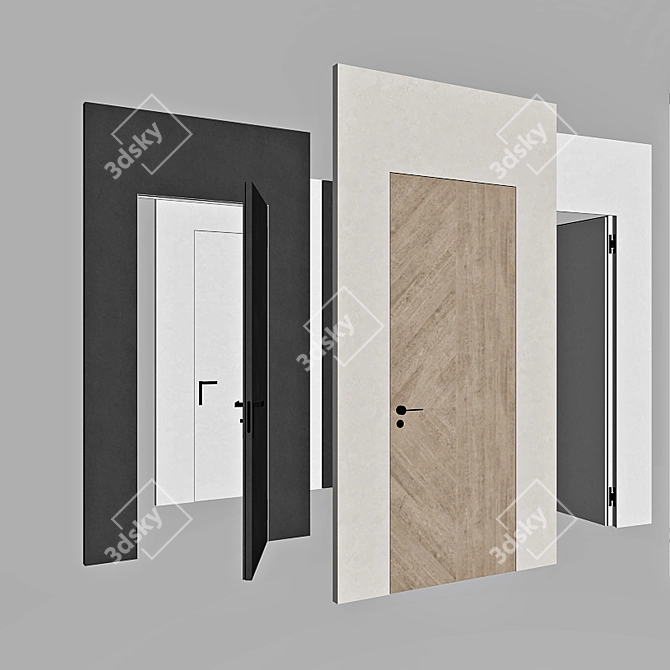 Stylish Interior Doors with Details 3D model image 6