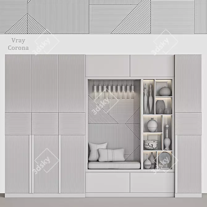 Modern Wardrobe Design for Bedroom 3D model image 4