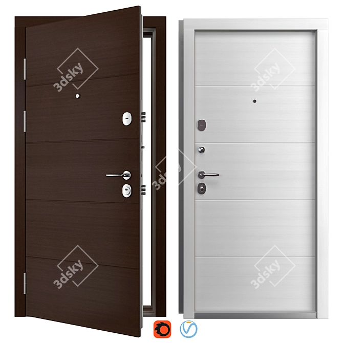 Title: Leavina Metal Entry Door 3D model image 1