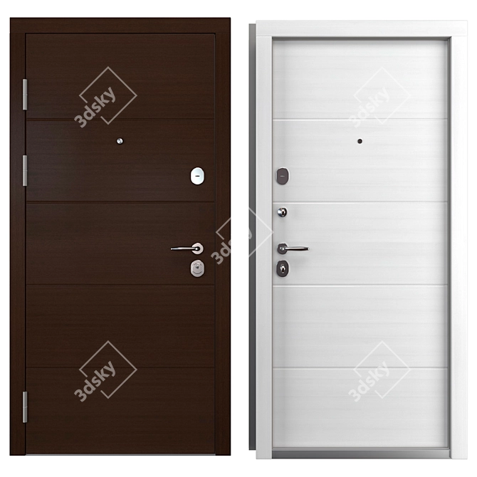 Title: Leavina Metal Entry Door 3D model image 3