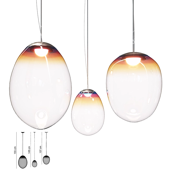 Modern Artemide Pendant Lamp Set 3D model image 1