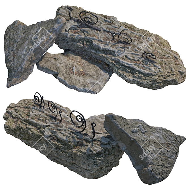 Decorative Stone with Snail Details 3D model image 4