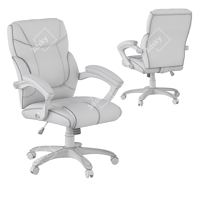 Executive Office Chair in Black Leather 3D model image 7