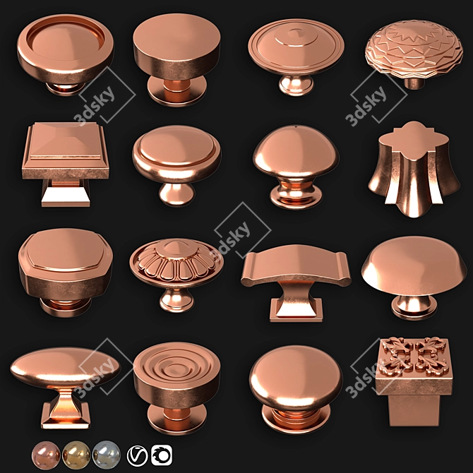 `Modern Door Knobs Collection Set` 3D model image 2