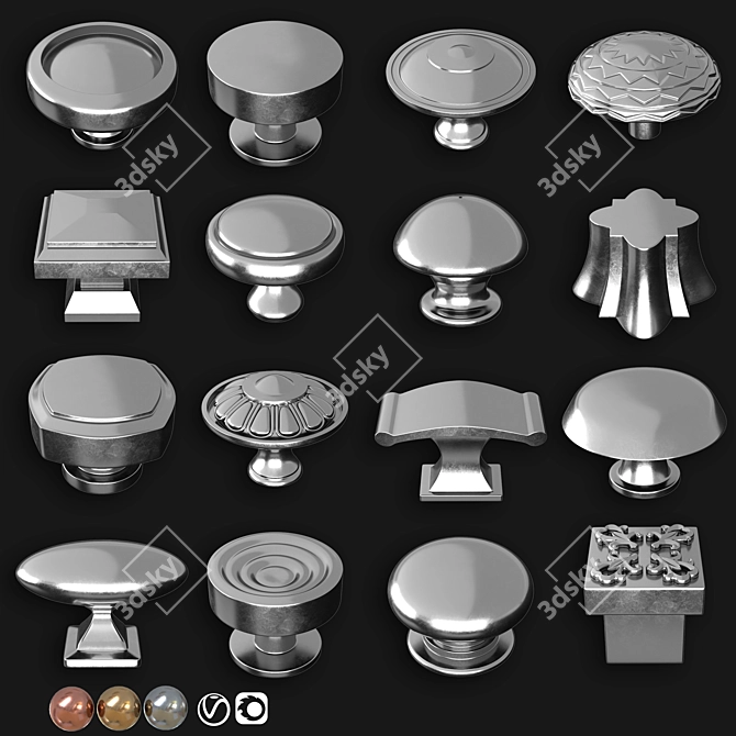 `Modern Door Knobs Collection Set` 3D model image 3