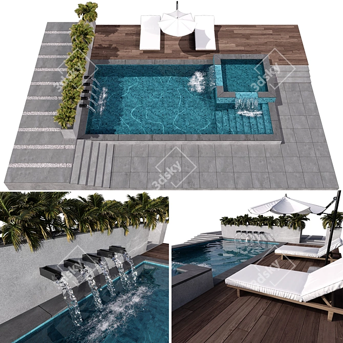 Caustics Enabled Pool Model VRAY/CORONA 3D model image 1