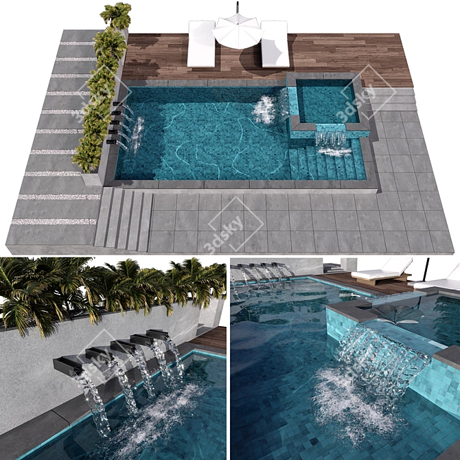 Caustics Enabled Pool Model VRAY/CORONA 3D model image 6