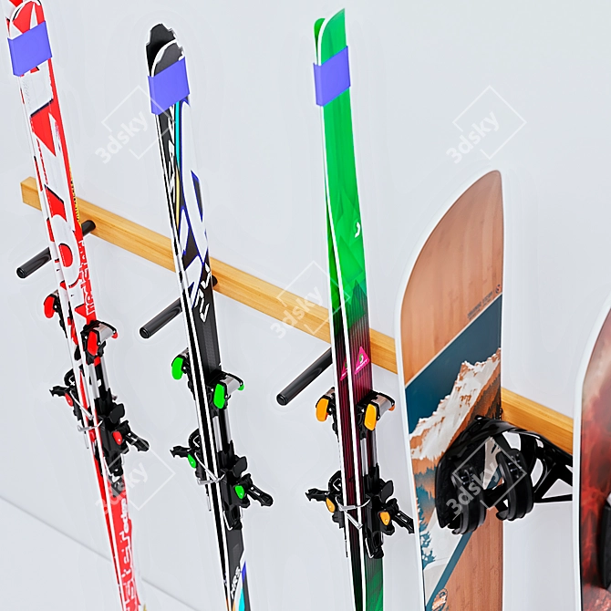 Snow Sports Equipment Storage Stand 3D model image 3