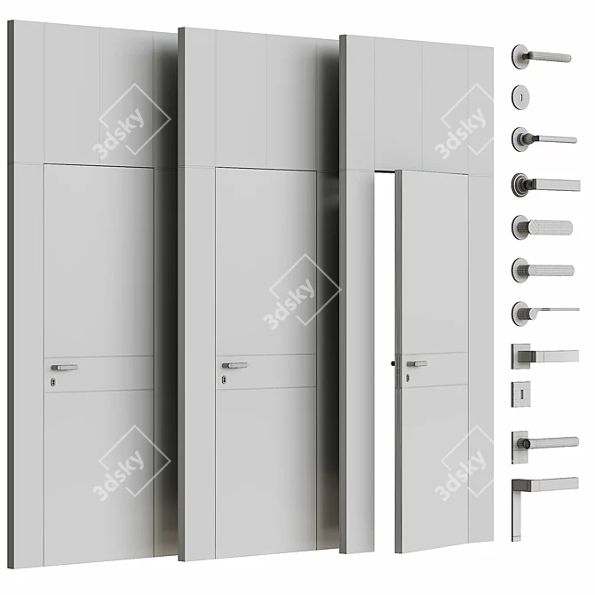 Hidden Mount Doors with Hardware 3D model image 4