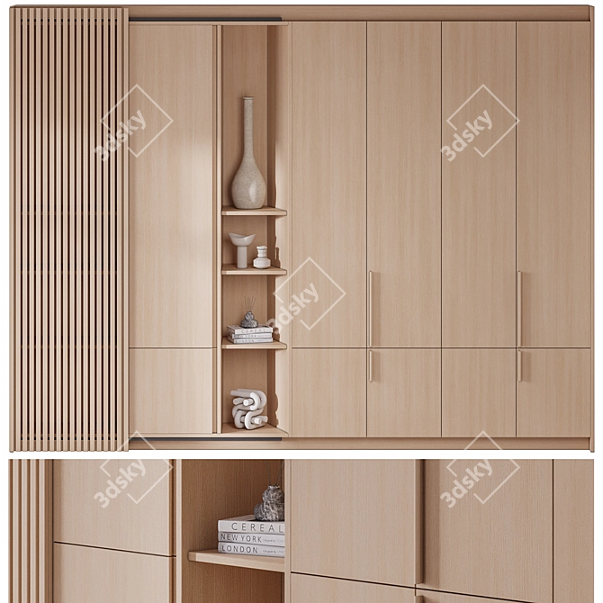 Modern Sliding Door Wardrobe Set 3D model image 1