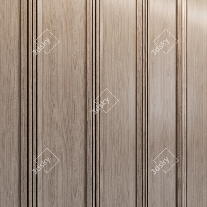 Brass-Trimmed Wood Wall Panels 3D model image 2