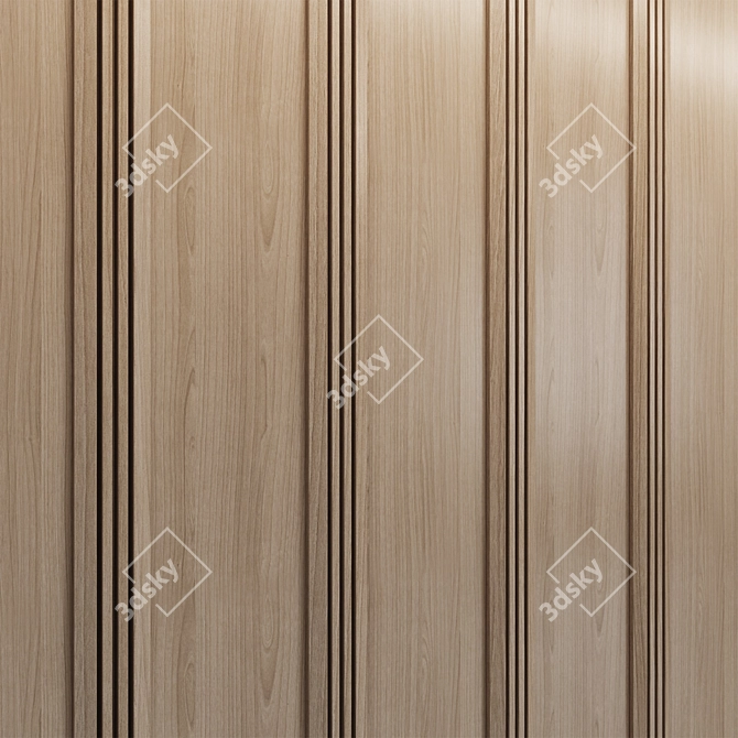 Brass-Trimmed Wood Wall Panels 3D model image 3