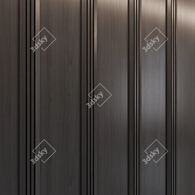 Brass-Trimmed Wood Wall Panels 3D model image 5