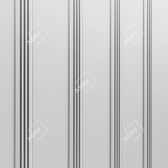 Brass-Trimmed Wood Wall Panels 3D model image 6