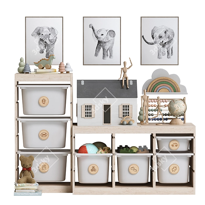 Kids Furniture & Decor Set 3D model image 2