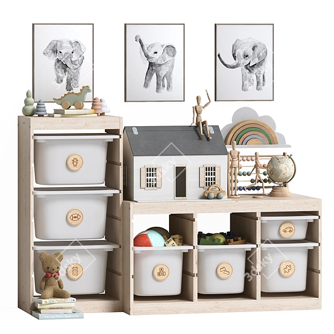 Kids Furniture & Decor Set 3D model image 6