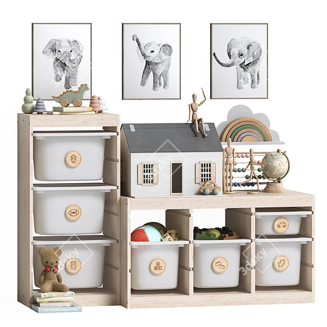 Kids Furniture & Decor Set 3D model image 9