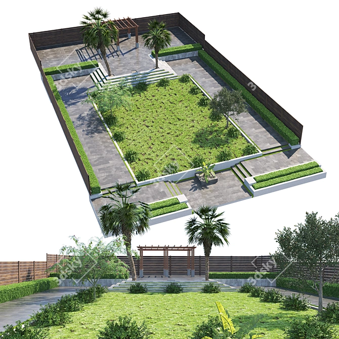 Private Park Landscape Collection 3D model image 1