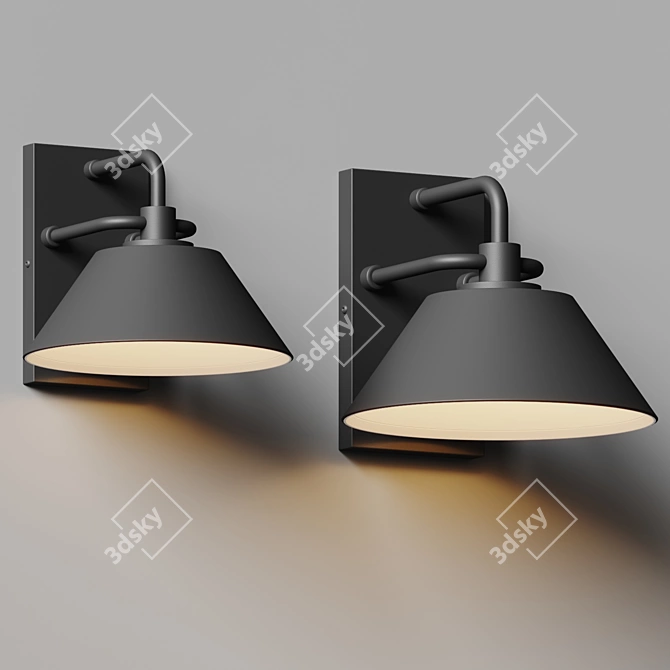 Minimalist Industrial LED Outdoor Sconce 3D model image 2