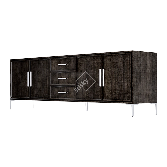 Modern Platan Wood Sideboard with Stainless Steel Legs 3D model image 6