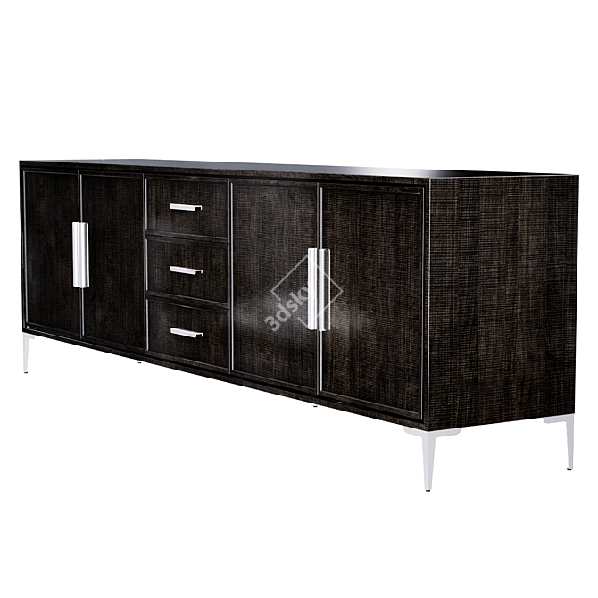 Modern Platan Wood Sideboard with Stainless Steel Legs 3D model image 7