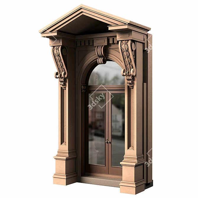 Classic Style Entry Door with Ornate Elements 3D model image 1