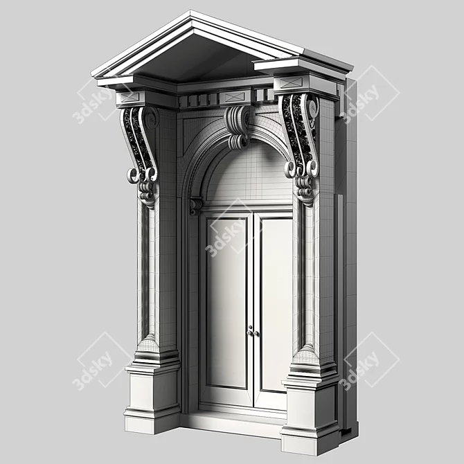 Classic Style Entry Door with Ornate Elements 3D model image 2