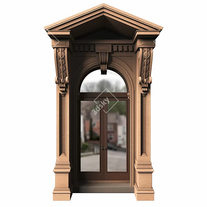 Classic Style Entry Door with Ornate Elements 3D model image 3