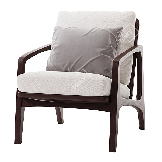 Elegant Leather Lounge Armchair 3D model image 2