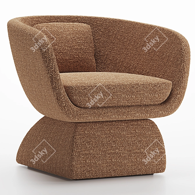 Bouclé Curved Oscar Armchair 3D model image 2