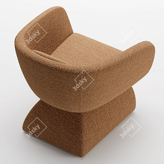 Bouclé Curved Oscar Armchair 3D model image 3