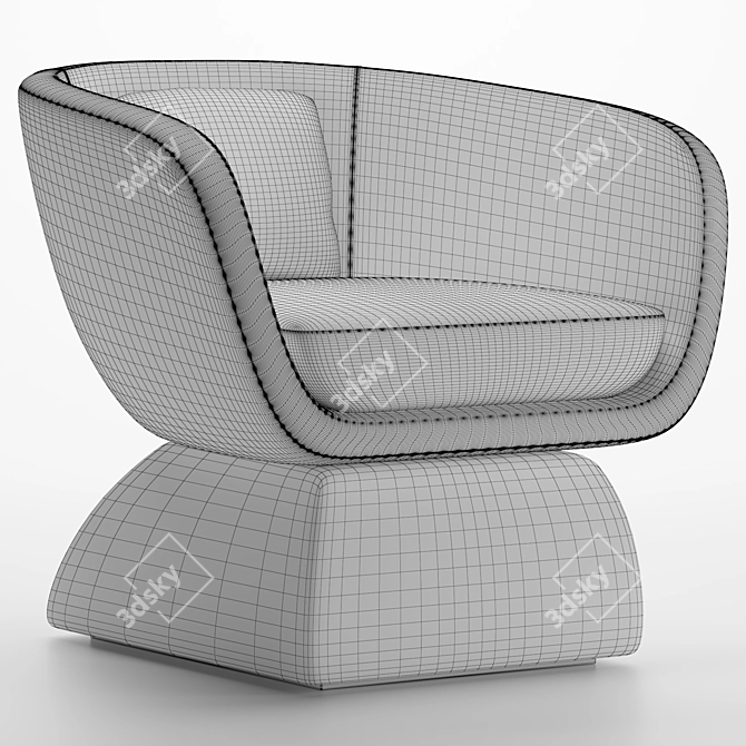 Bouclé Curved Oscar Armchair 3D model image 4