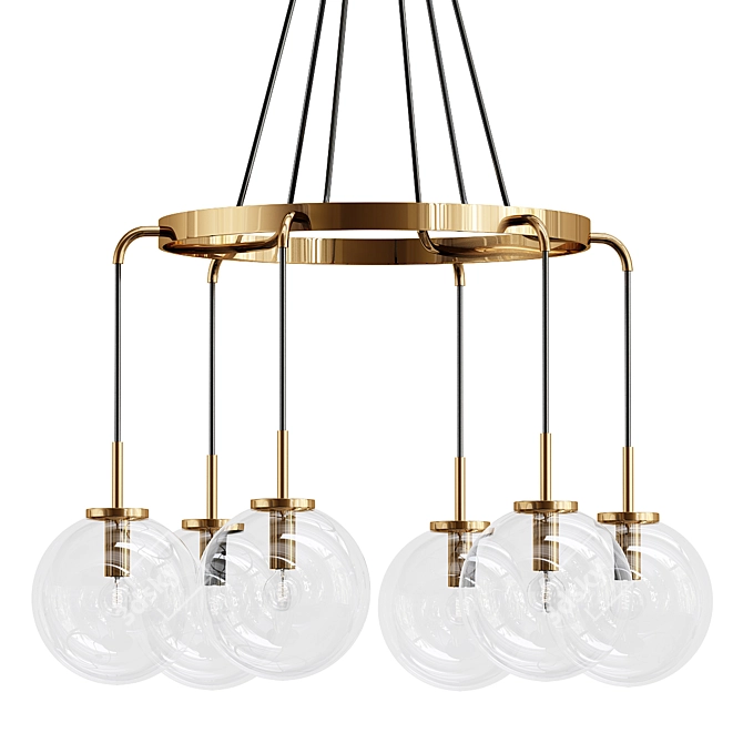 Antique Brass Round Chandelier.Vector. 3D model image 1