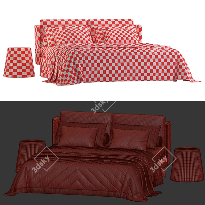 Modern 3D Bed Model Design 3D model image 4