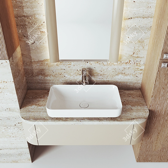 Modern Bathroom Sink and Mixer 3D model image 2