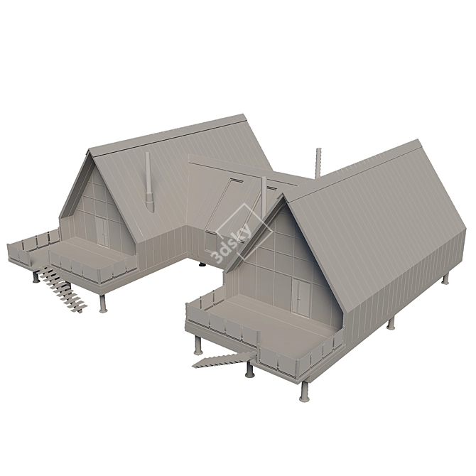 Metal Wood Sauna House Terrace 3D model image 7