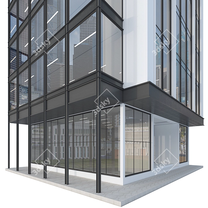 Detailed Modern Office Building Model 3D model image 2