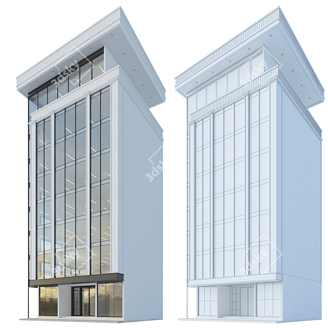 Detailed Modern Office Building Model 3D model image 5